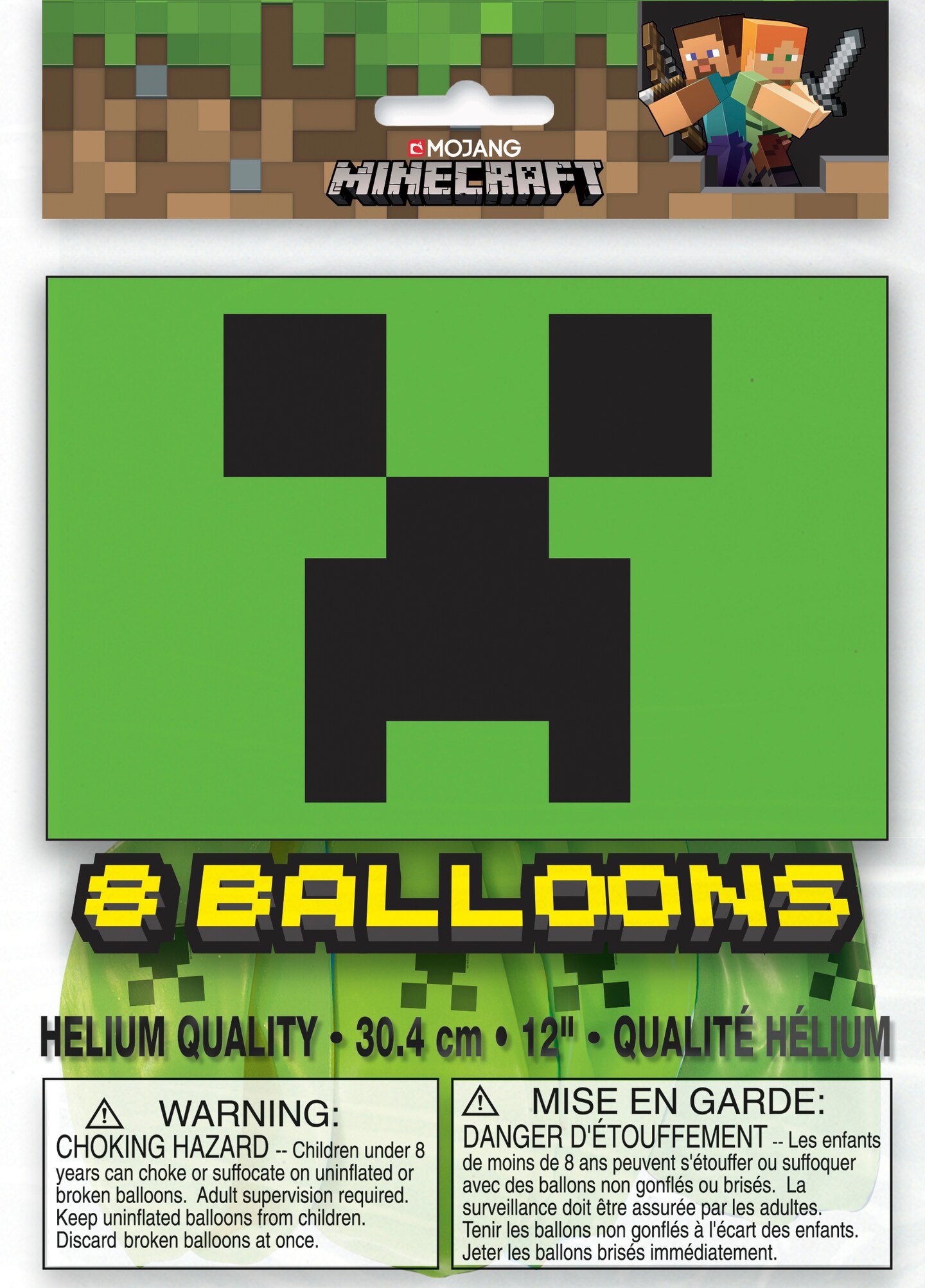 Minecraft 12&#x22; Latex Balloons, 8ct