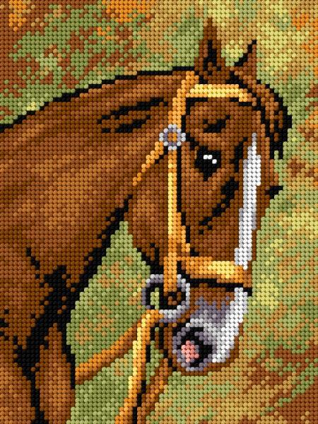 Needlepoint canvas for halfstitch without yarn Chestnut Horse 2197F - Printed Tapestry Canvas