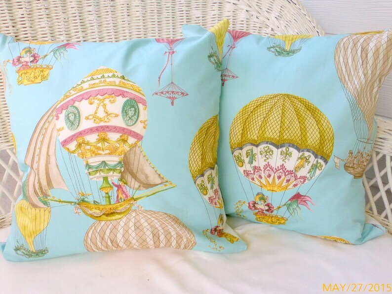 Pillows with Hot Air balloons, Hot Air Balloon cover, French Country Decor 301948938291298304