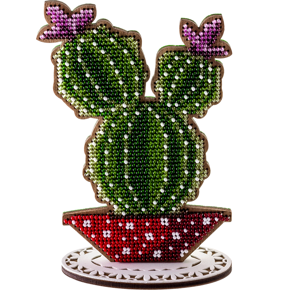 Bead embroidery kit on wood