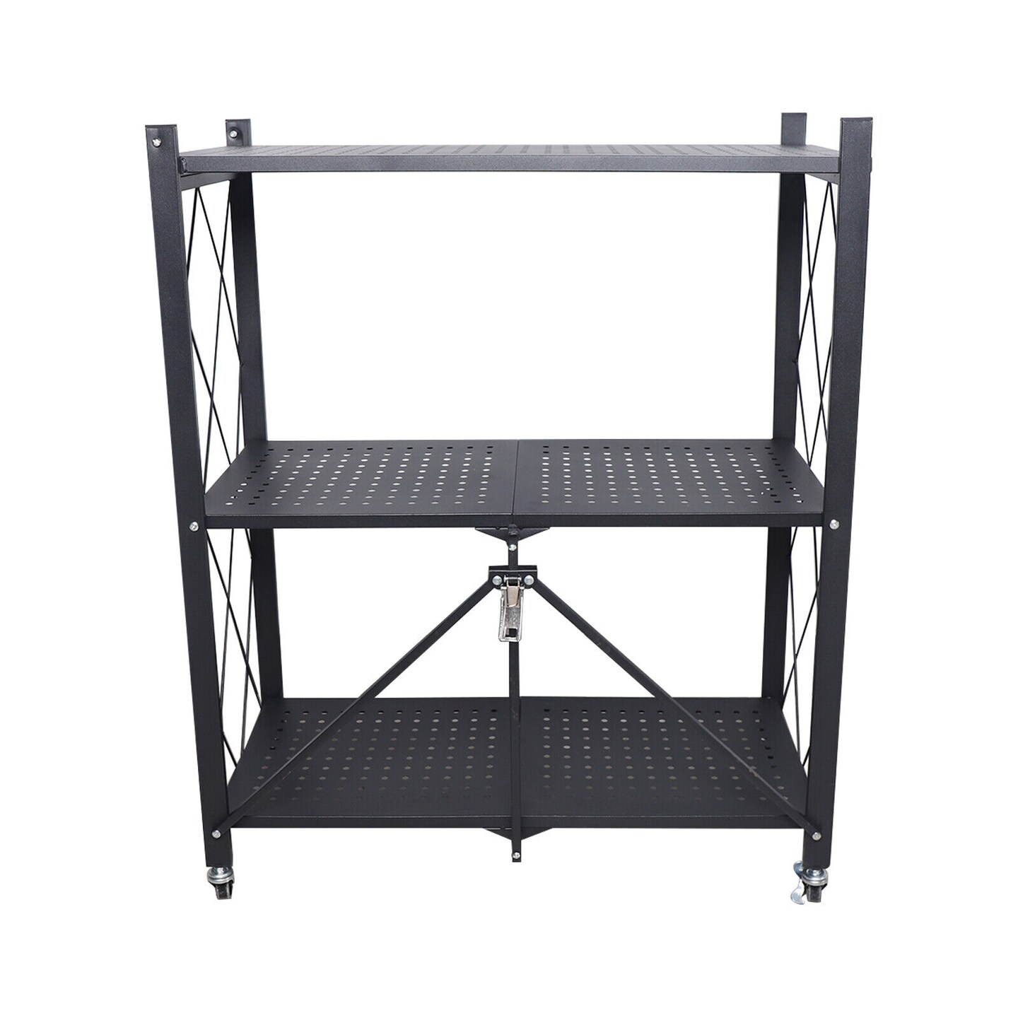 Kitcheniva Foldable 3-Tiers Metal Kitchen Storage Rack Organizer