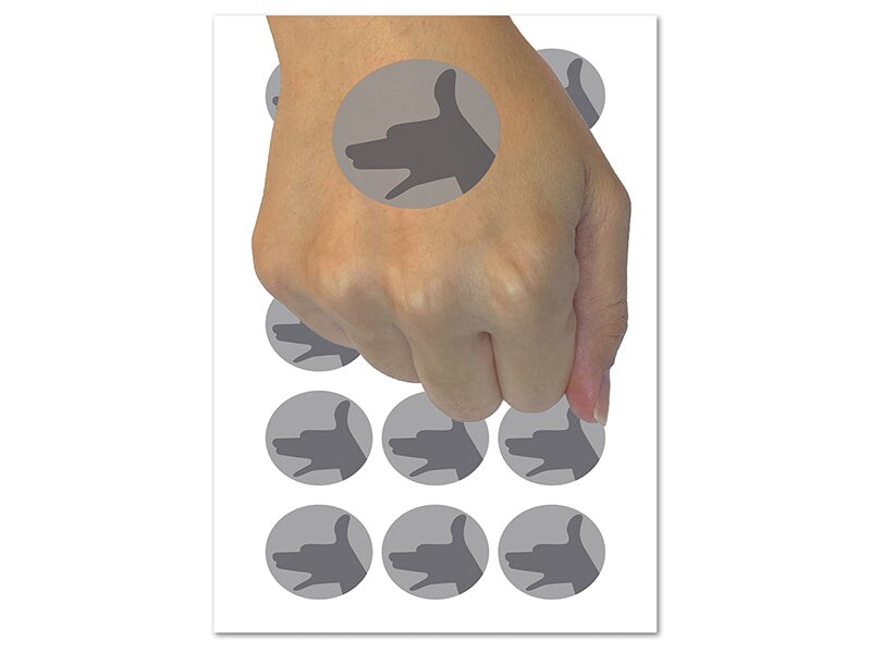 Dog Hand Shadow Puppet Temporary Tattoo Water Resistant Fake Body Art Set Collection (1 Sheet)