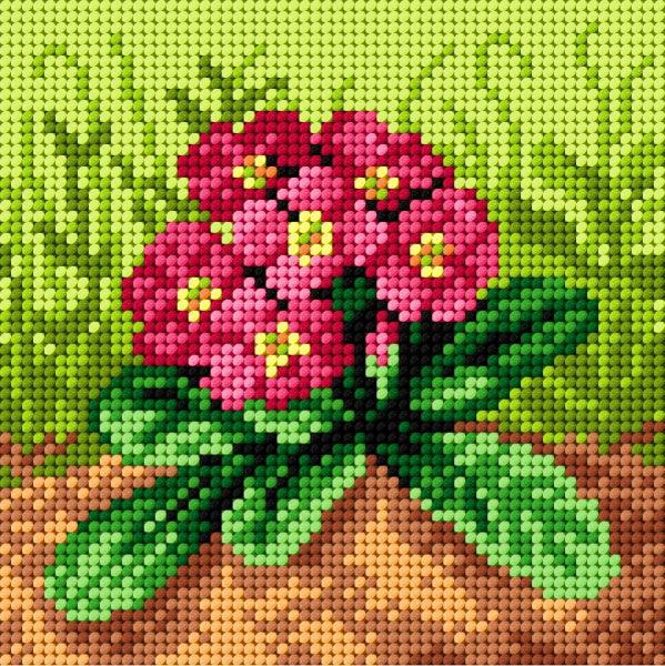 Needlepoint canvas for halfstitch without yarn Spring Primroses 2104D - Printed Tapestry Canvas