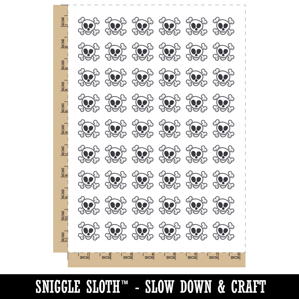 Skull and Crossbones Doodle Temporary Tattoo Water Resistant Fake Body Art Set Collection (1 Sheet)