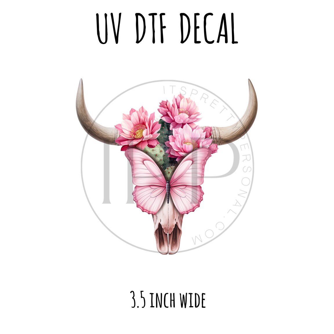 #286 -Flower Butterfly Bull 3.5 inch wide UV DTF decal