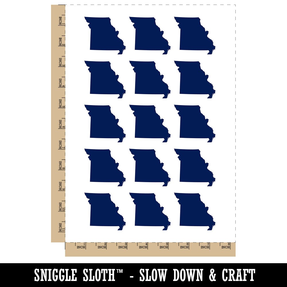 Missouri State Silhouette Temporary Tattoo Water Resistant Fake Body Art Set Collection (1 Sheet)
