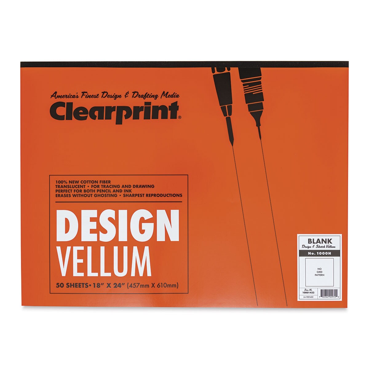 Clearprint 1000H Drafting Vellum - 18&#x22; x 24&#x22;,  Pad, 50 Sheets