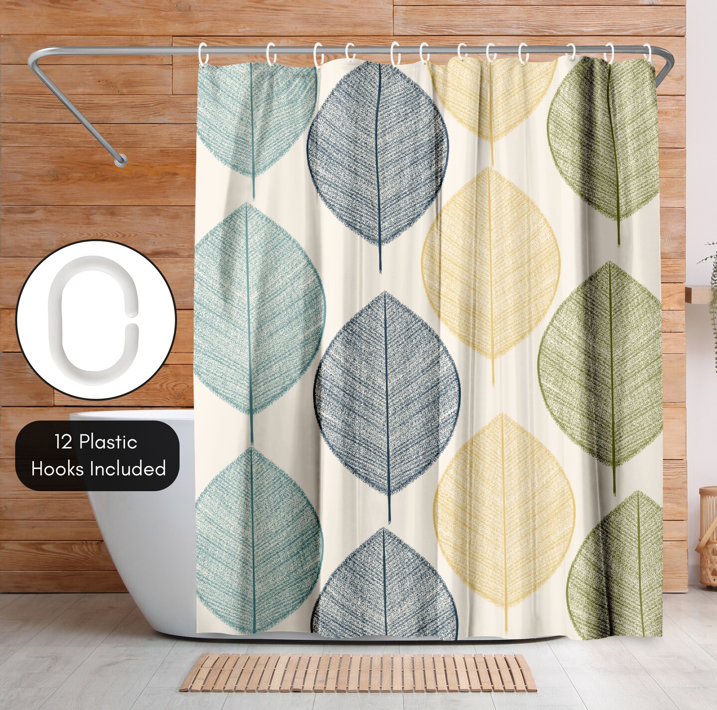Americanflat 71" x 74" Shower Curtain, Leaves Multicolor by Lisa Nohren