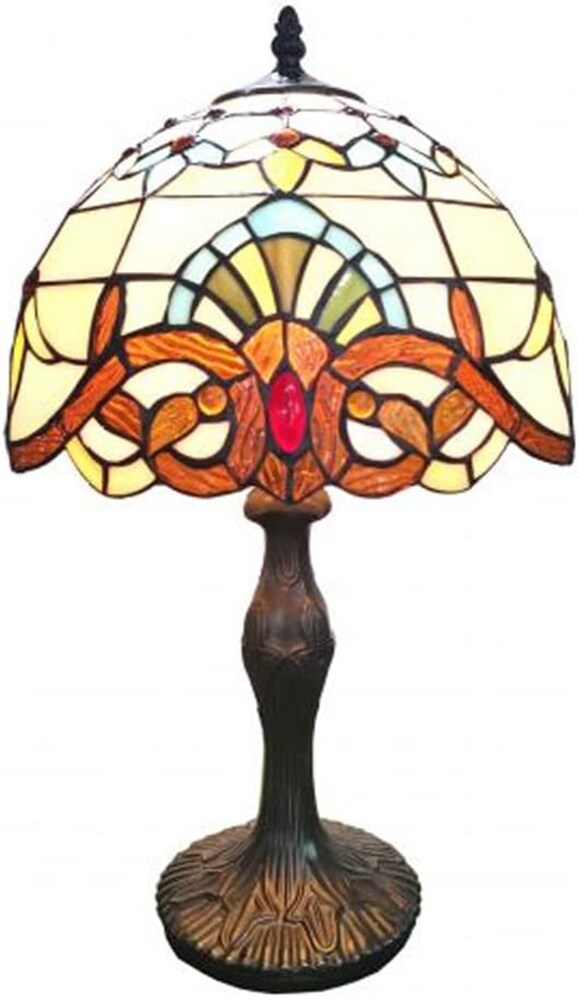 Anthea Pattern Tiffany Stained Glass Shade &#x26; Lamp Base - Perfect for a Living Room, Bedroom, Office, &#x26; More