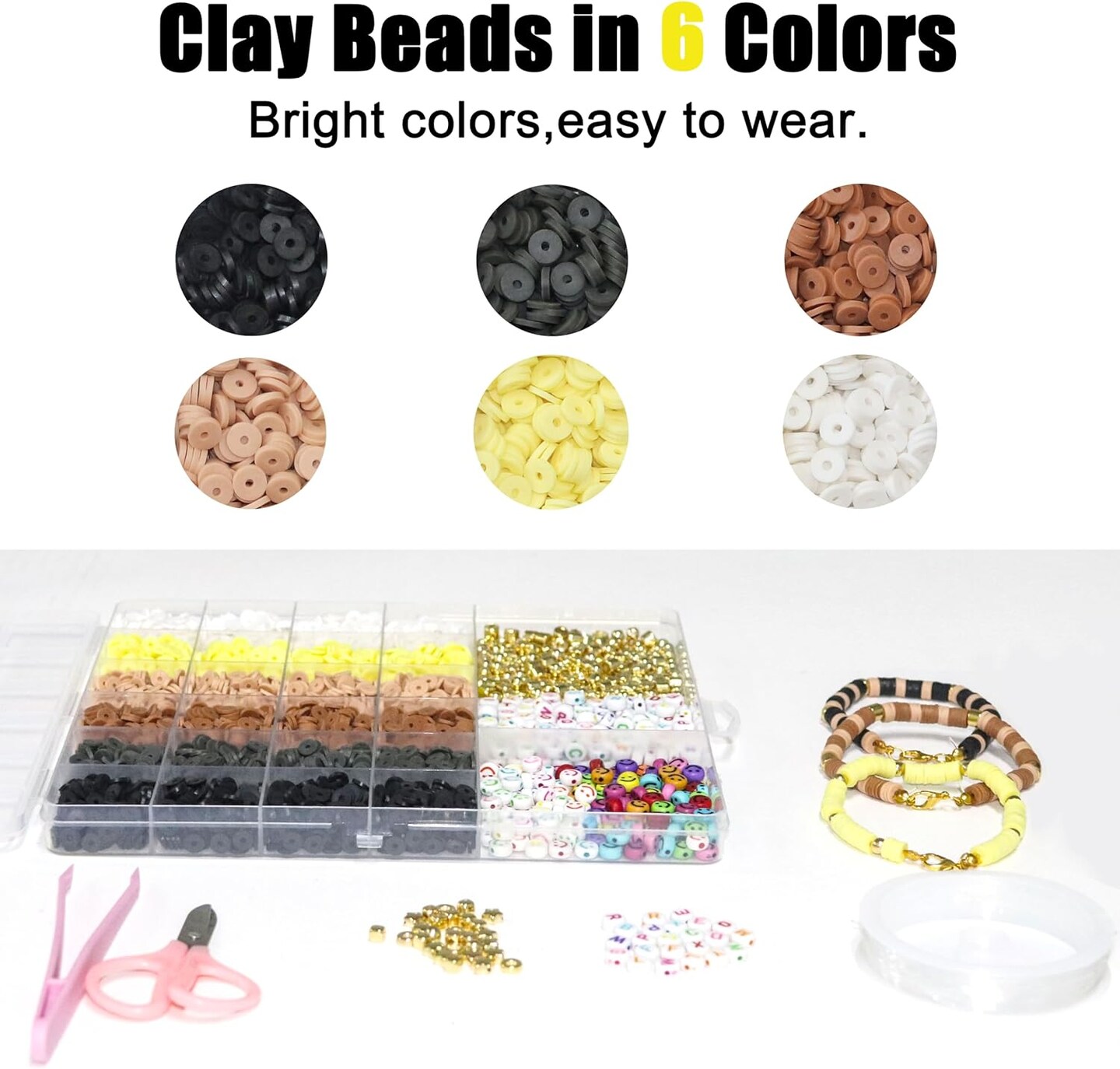 Earth Coffee Clay Beads Bracelet Making Kit-5700pcs