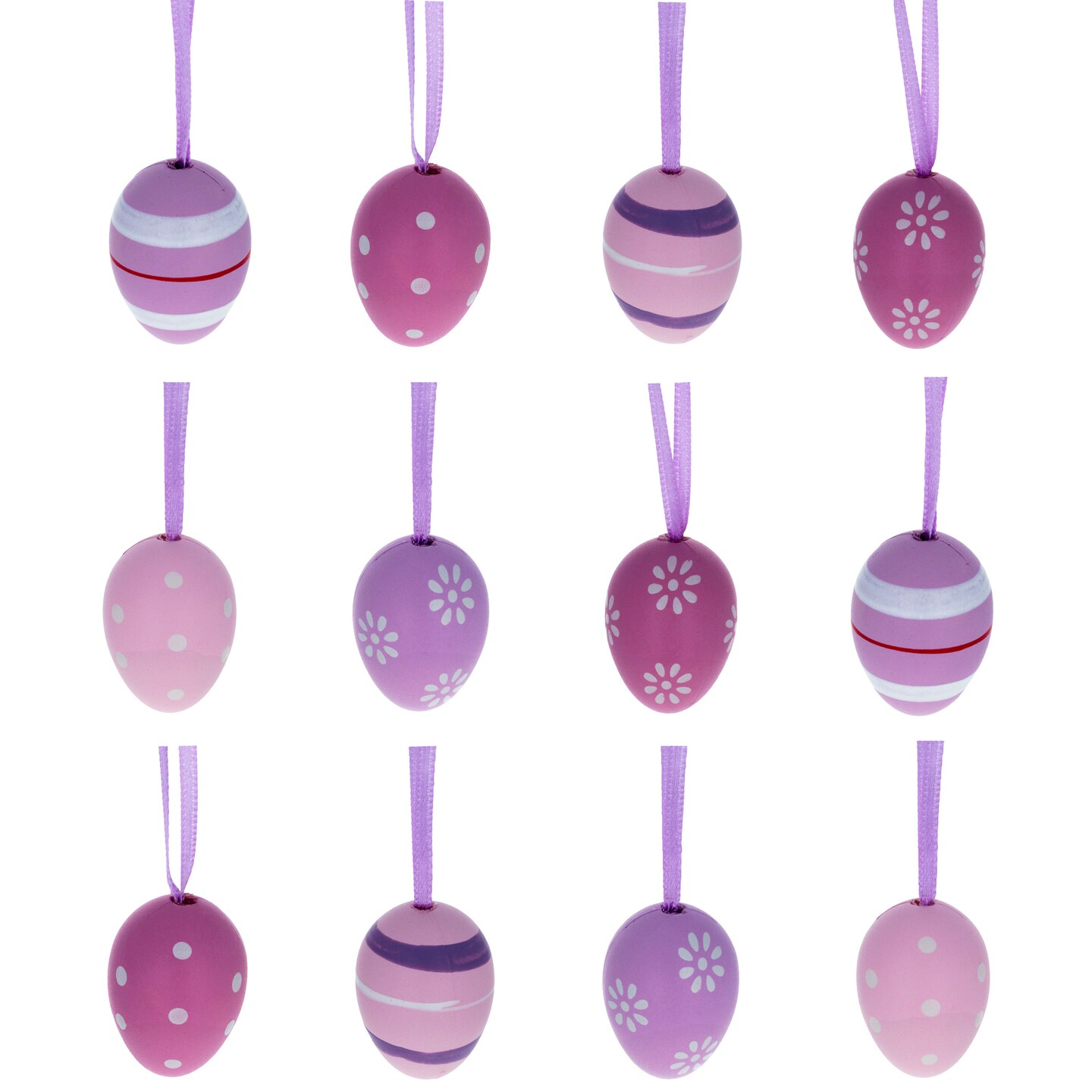 Bag of 12 Miniature Pastel Purple Plastic Easter Egg Ornaments 1.5 Inches