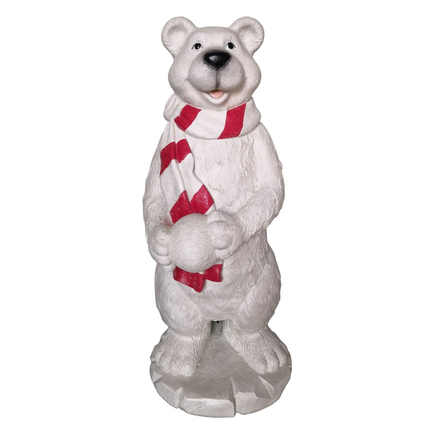 Barcana 42" White and Red Polar Bear with Snowball Christmas Tabletop Decor