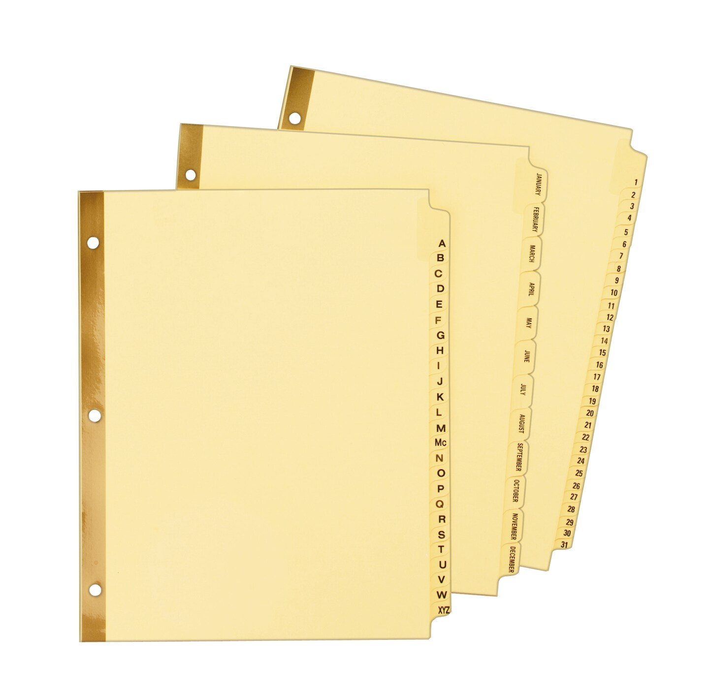 Avery Preprinted Laminated Tab Dividers, Gold Reinforced Binding Edge, 1-31 Tabs, 1 Set (11308)