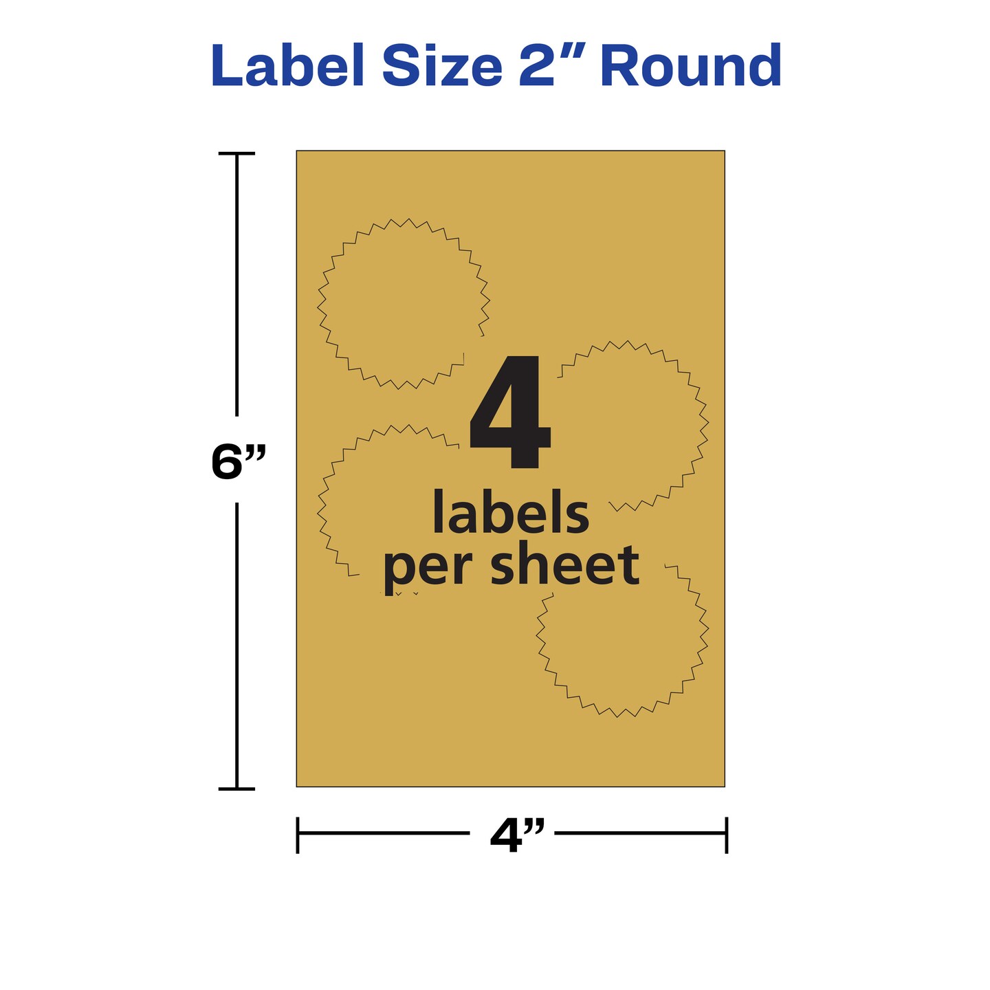 Avery Notary Seal Labels, 2&#x22; Diameter, Printable Gold Certificate Seals, Inkjet, 3-Pack, 132 Gold Seals Total (35868)