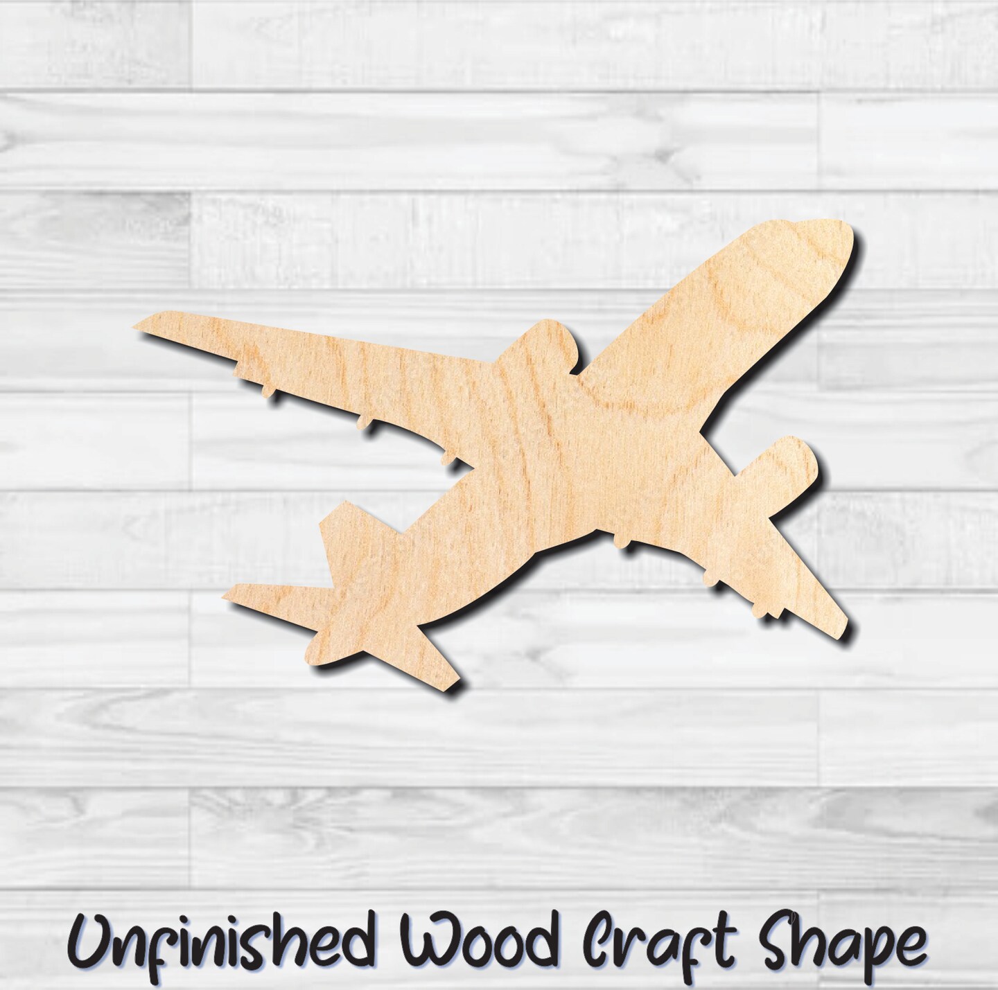 Plane Jet Airplane Unfinished Wood Shape Blank Laser Engraved Cut Out ...