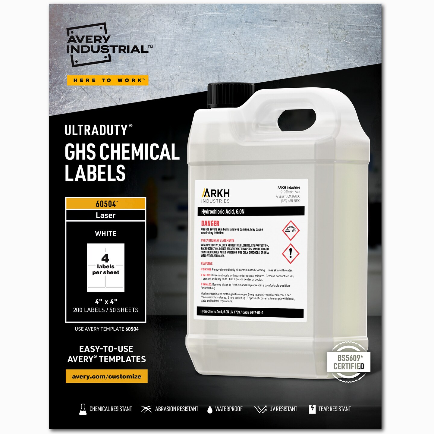 Avery UltraDuty GHS Chemical Labels for Laser Printers, Permanent ...