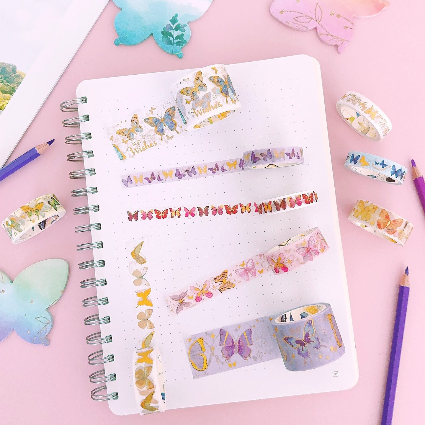 Wrapables Decorative Gold Foil Washi Tape Box Set for Arts & Crafts, Scrapbooking, Stationery, Diary (10 Rolls)