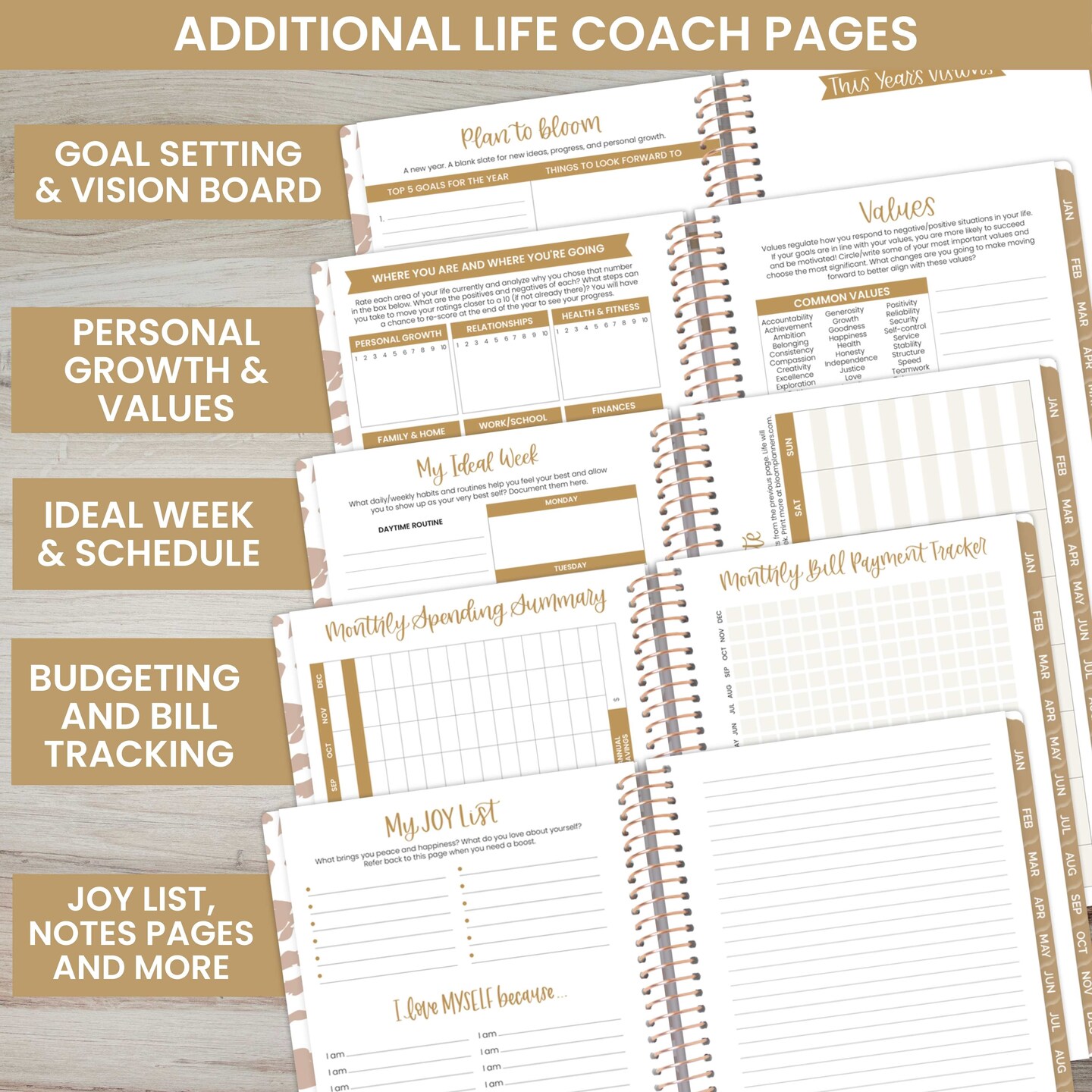 bloom daily planners Undated Soft Cover Planner, 5.5&#x22; x 8.25&#x22;, Tan Leopard