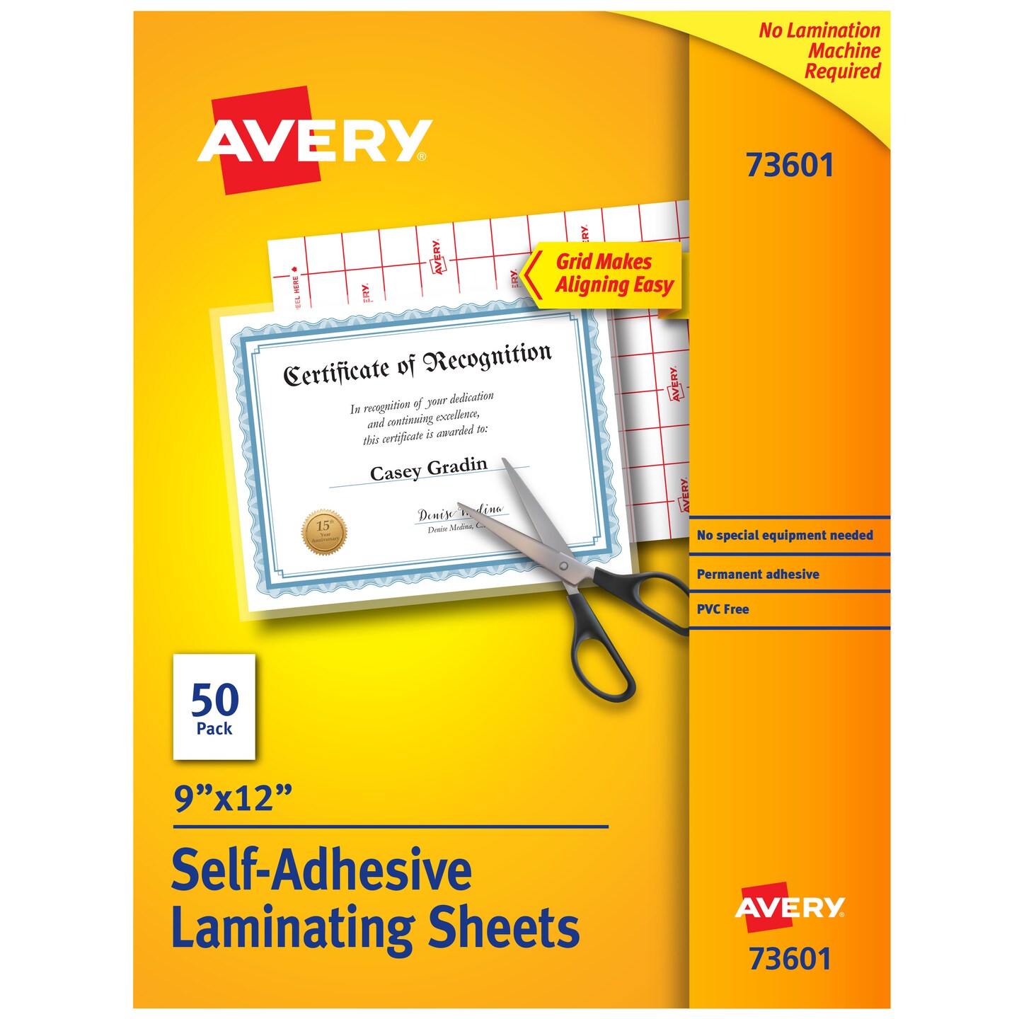Avery Clear Laminating Sheets, 9 x 12, Permanent Self-Adhesive, 2 Packs,  100 Self-Laminating Sheets Total (46043)
