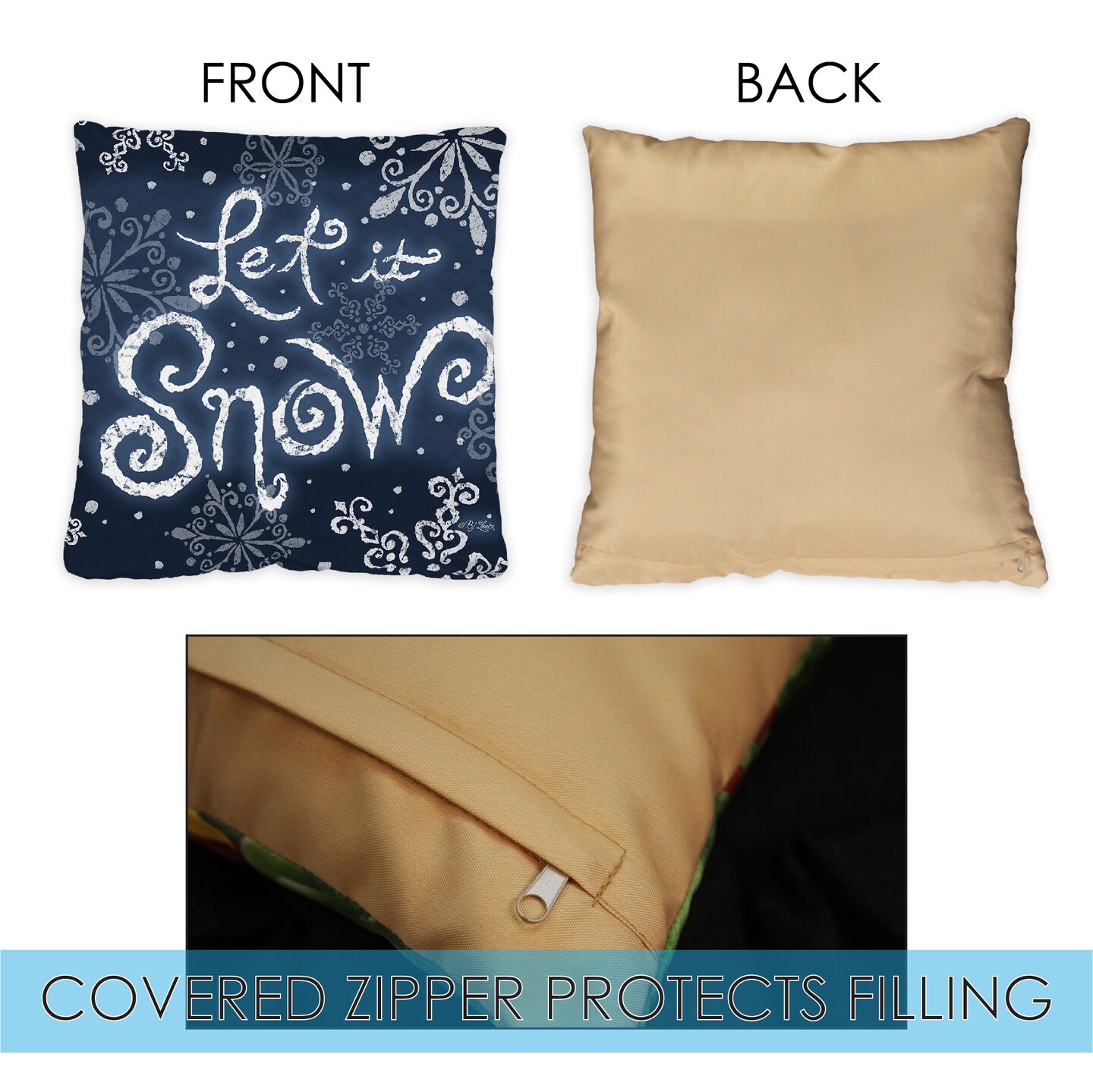 Let It Snow Decorative Winter Indoor/Outdoor Pillow Cover (set of 2)