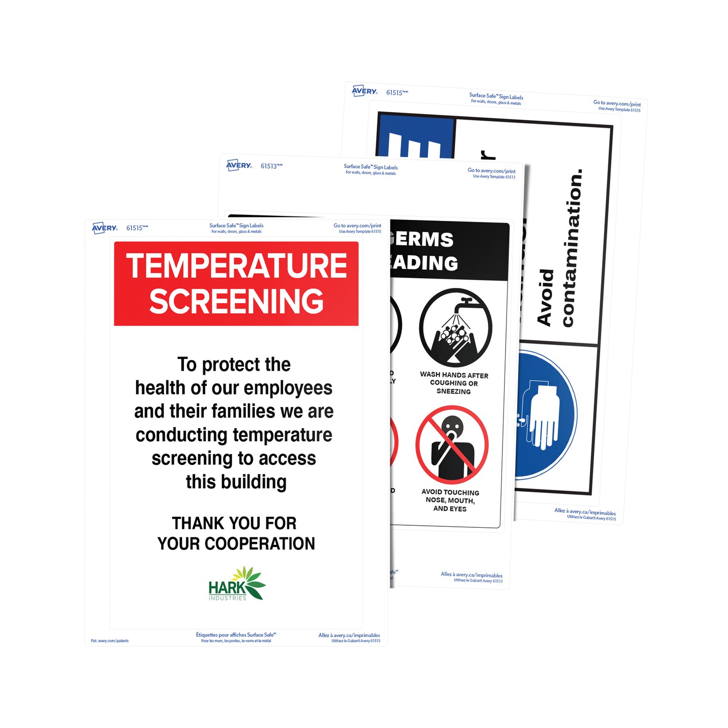 Avery Removable Label Safety Signs, 7&#x22; x 10&#x22;, Printable, Water/Chemical Resistant, 15 Labels (61515)