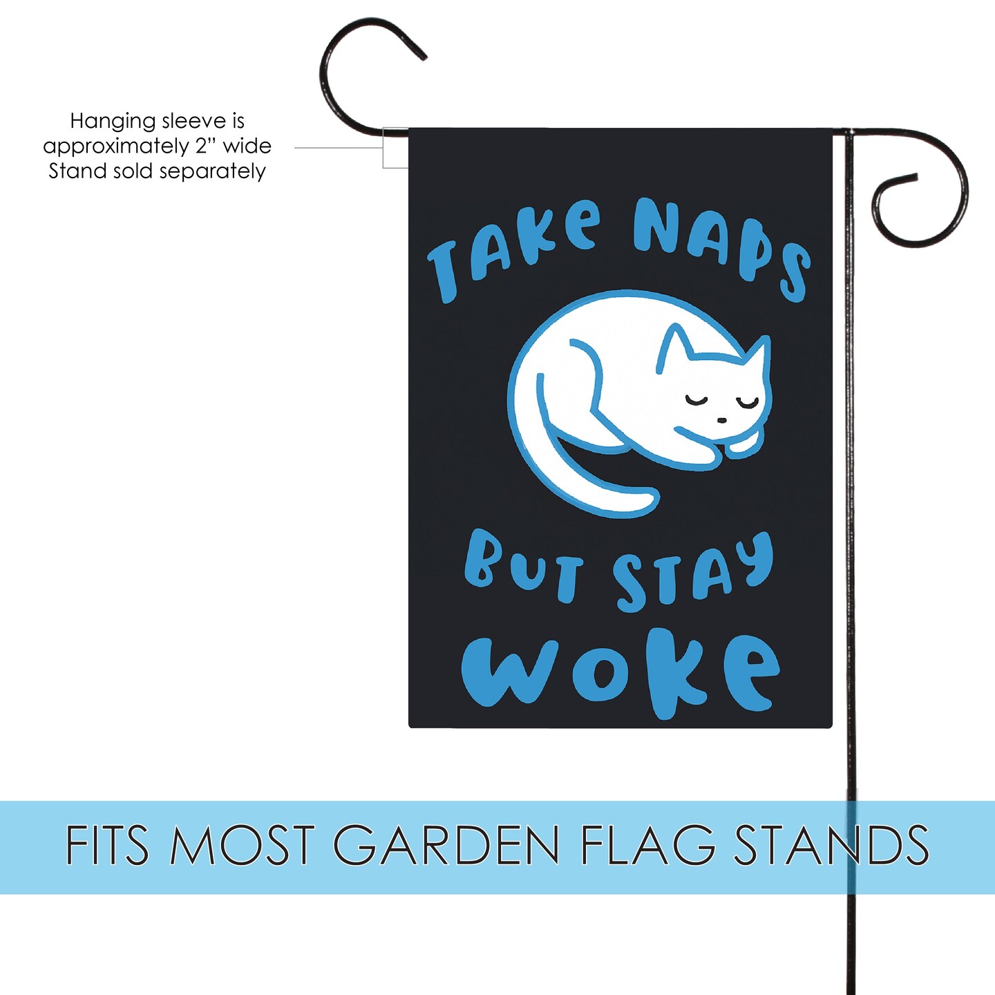 Woke Cat Decorative Funny Double Sided Flag