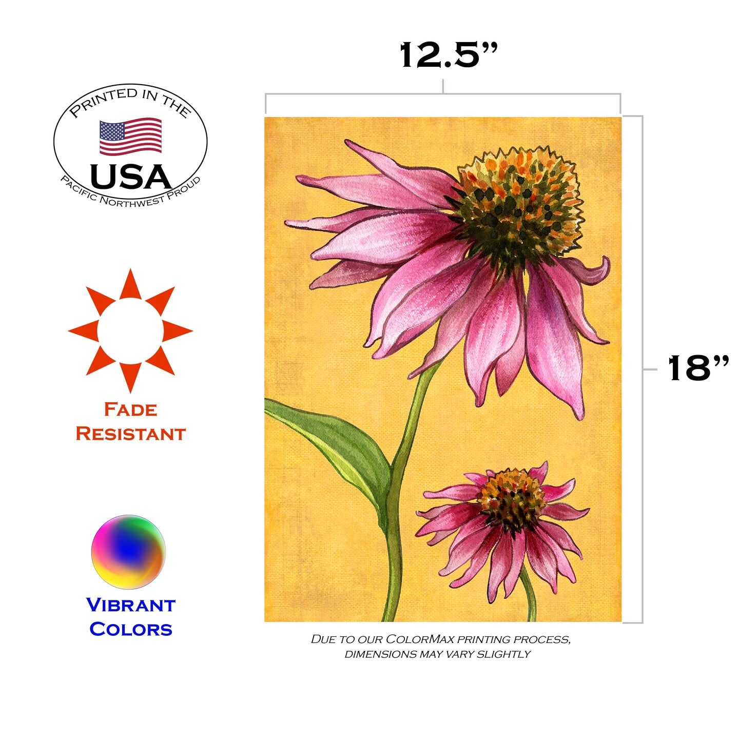 Pink Coneflowers Decorative Spring Flag