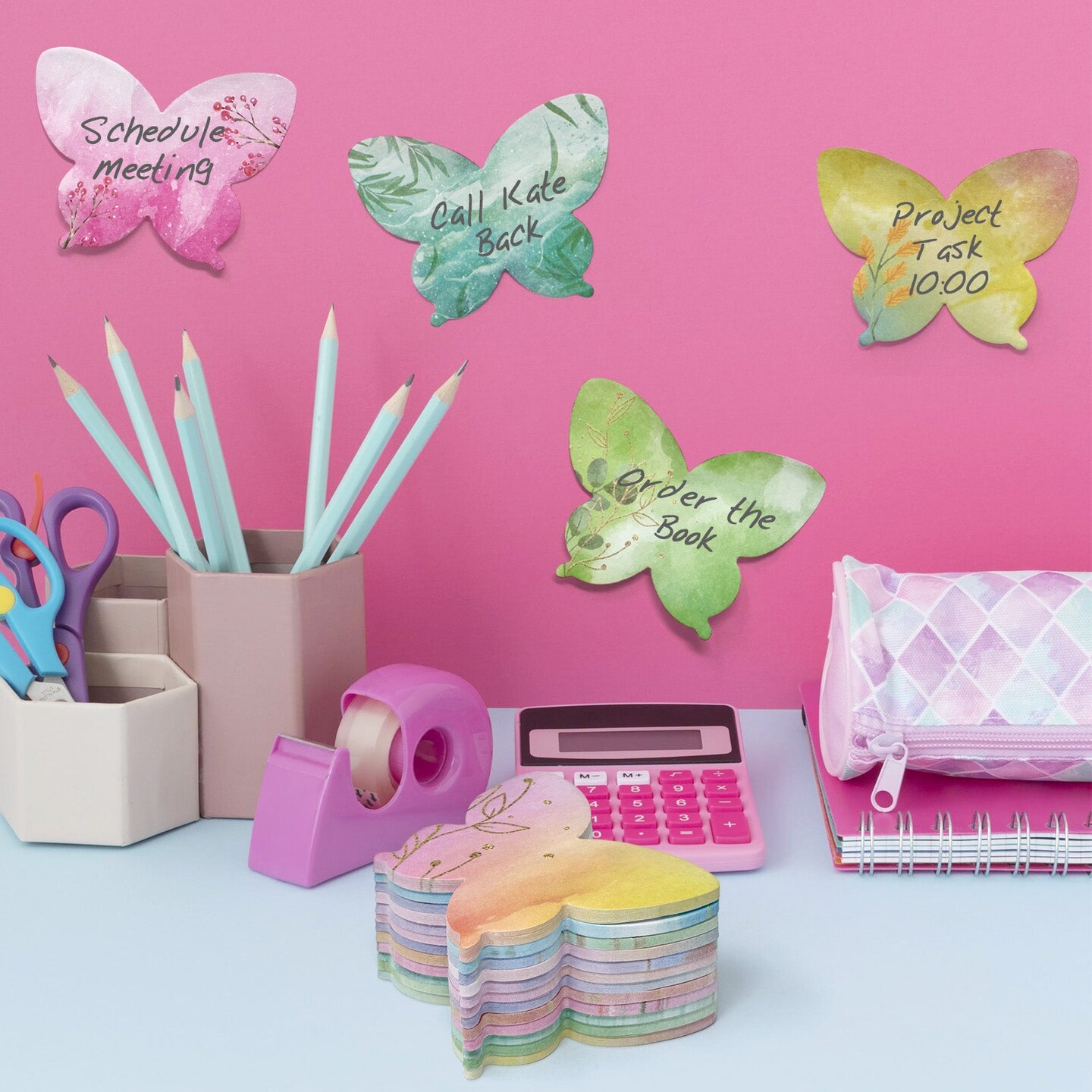 Wrapables Colorful Ethereal Butterfly Sticky Notes (Set of 12)