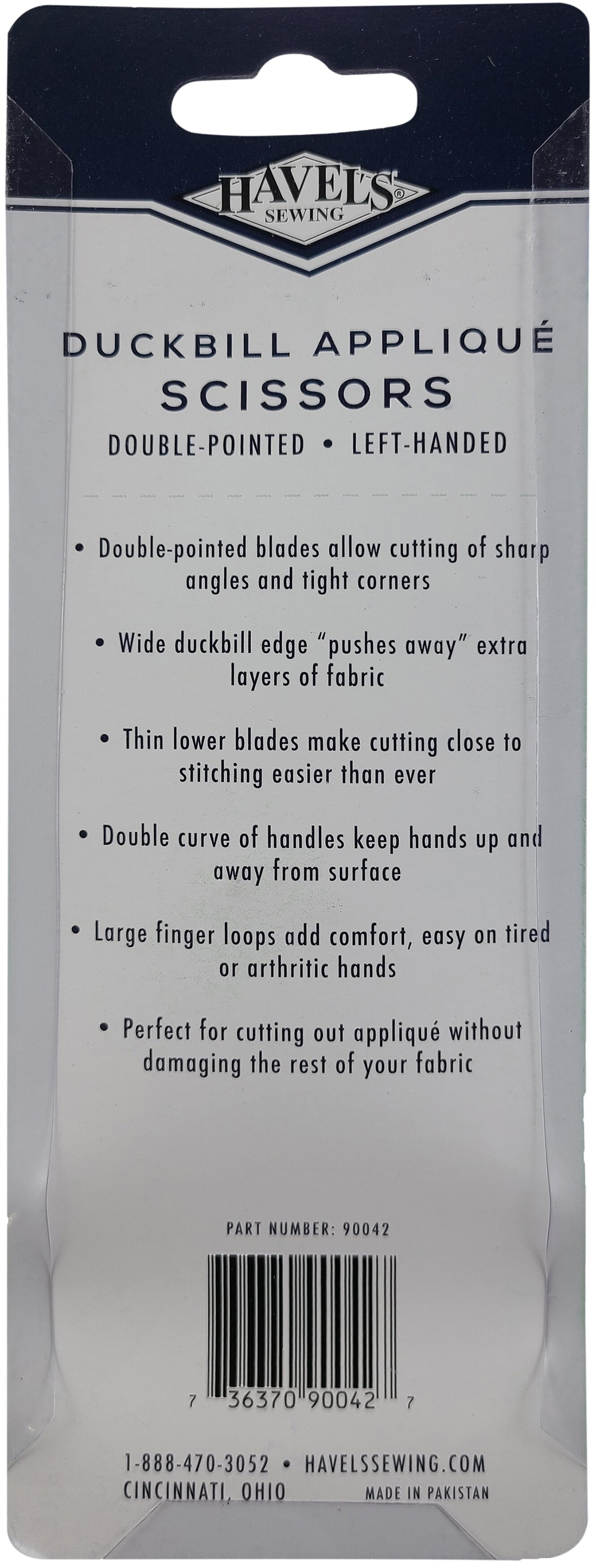 Havel's Double-Pointed Duckbill Applique Scissors 6"-Left-Handed