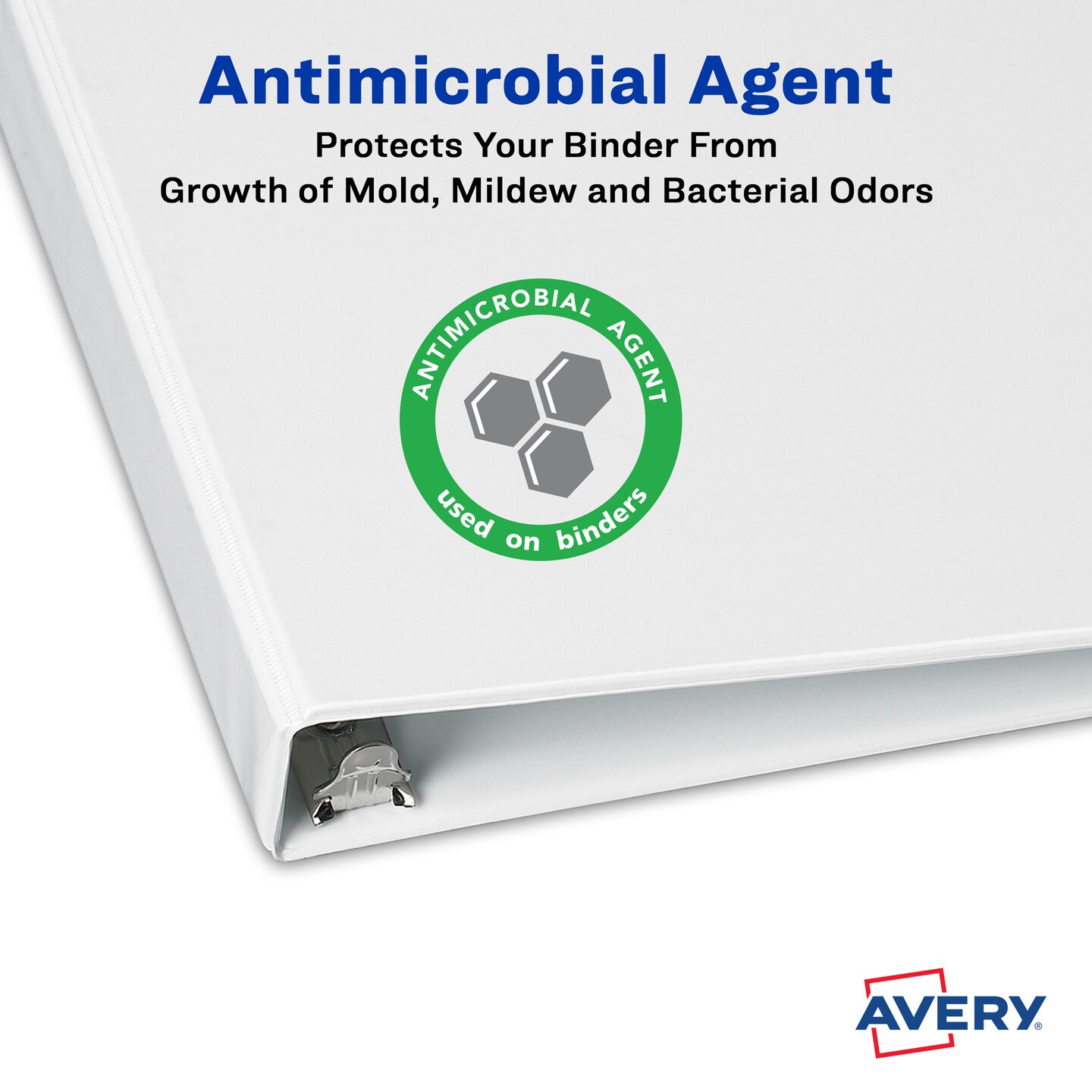 Avery TouchGuard Protection View 3 Ring Binder, Clear View Cover, 1 Inch Slant Rings, 1 White Binder (17193)