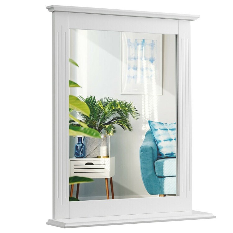 Space Saving Wall-Mounted Bathroom Vanity Mirror with Bottom Shelf Suitable for Any Room