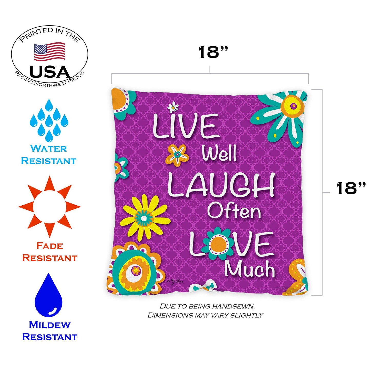 Live Laugh Love Decorative Live Laugh Love Indoor/Outdoor Pillow Cover (set of 2)