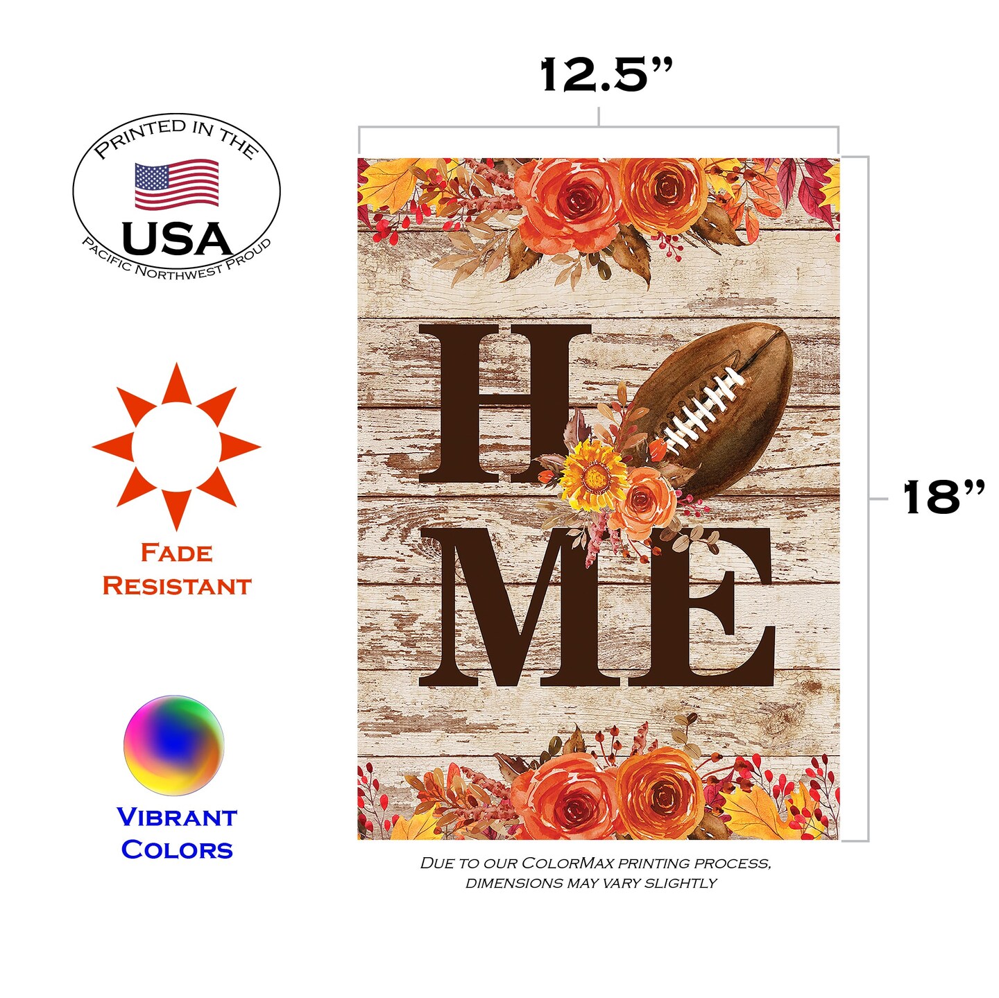 Floral Football Home Decorative Football Double Sided Flag
