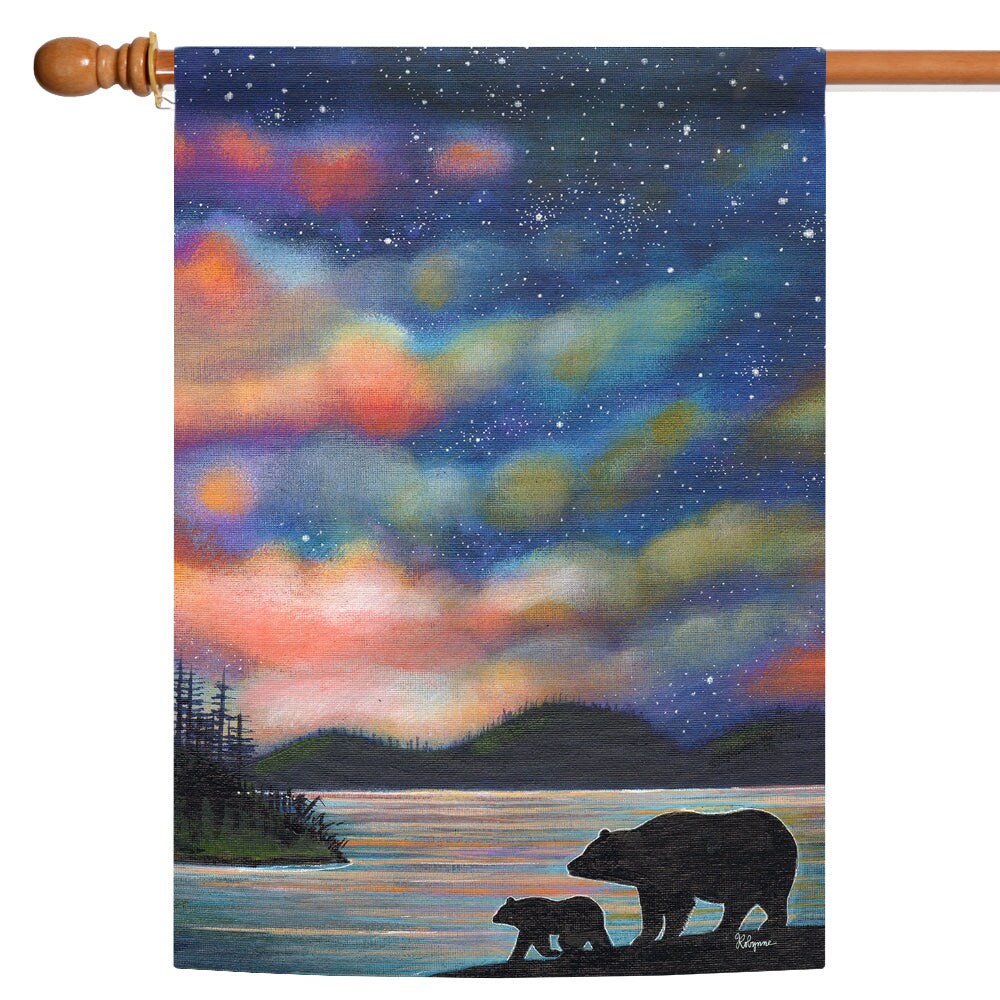 Northern Lights Decorative Bear Flag
