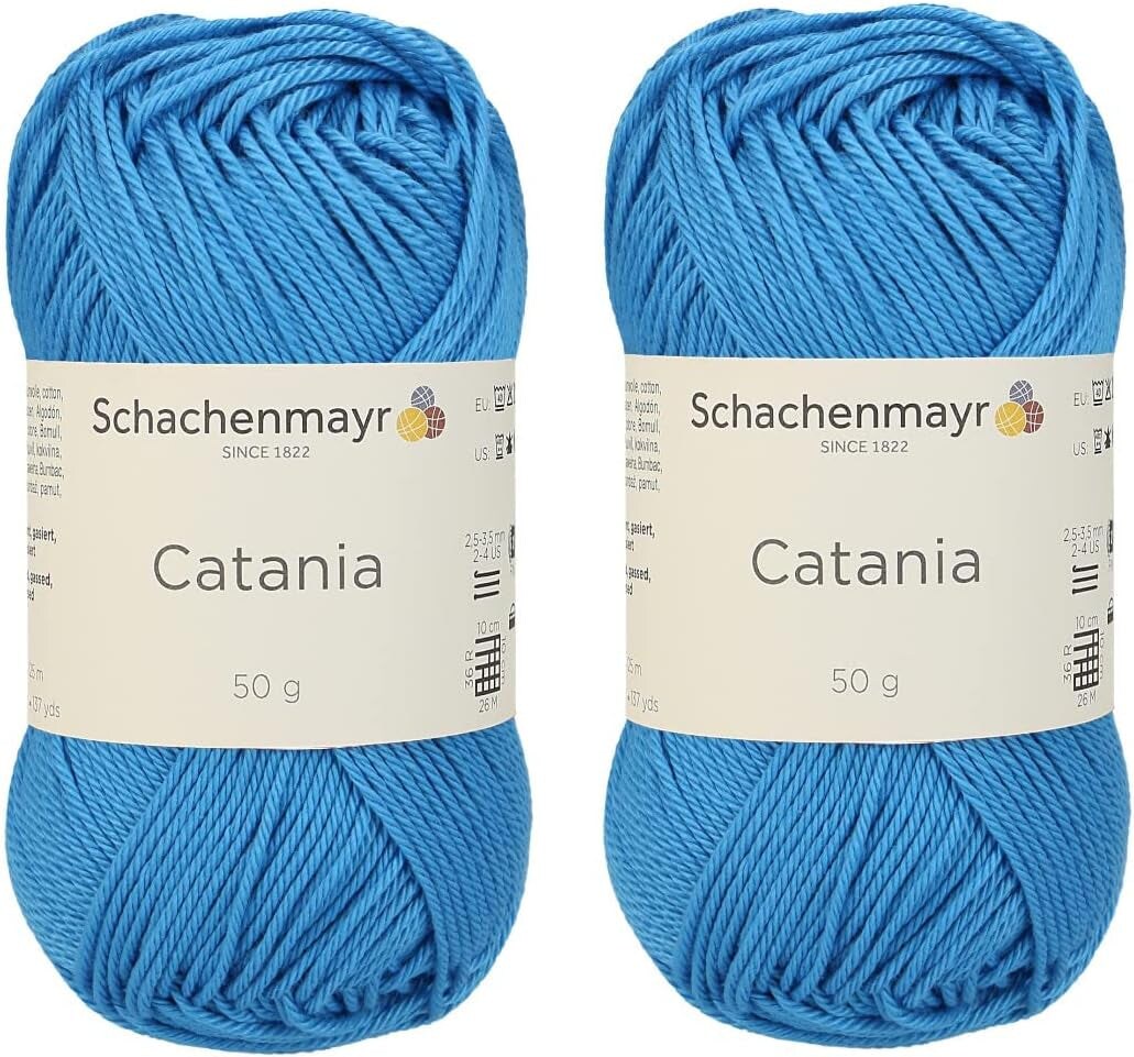 [ Set of 2 Skeins ] SMC Catania Originals 100% Mercerized Cotton Yarn, Total 3.52 Oz. Each 1.76 Oz (50G) / 136 Yrds (125 M) Amigurumi Yarn Fine-Sport 2 (106 White)