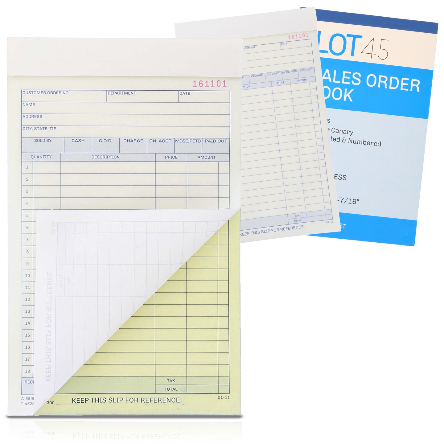 Lot45 Invoice Books 2 Part Carbonless Sales Order Book 3pk 8.4x5.6in Order Form