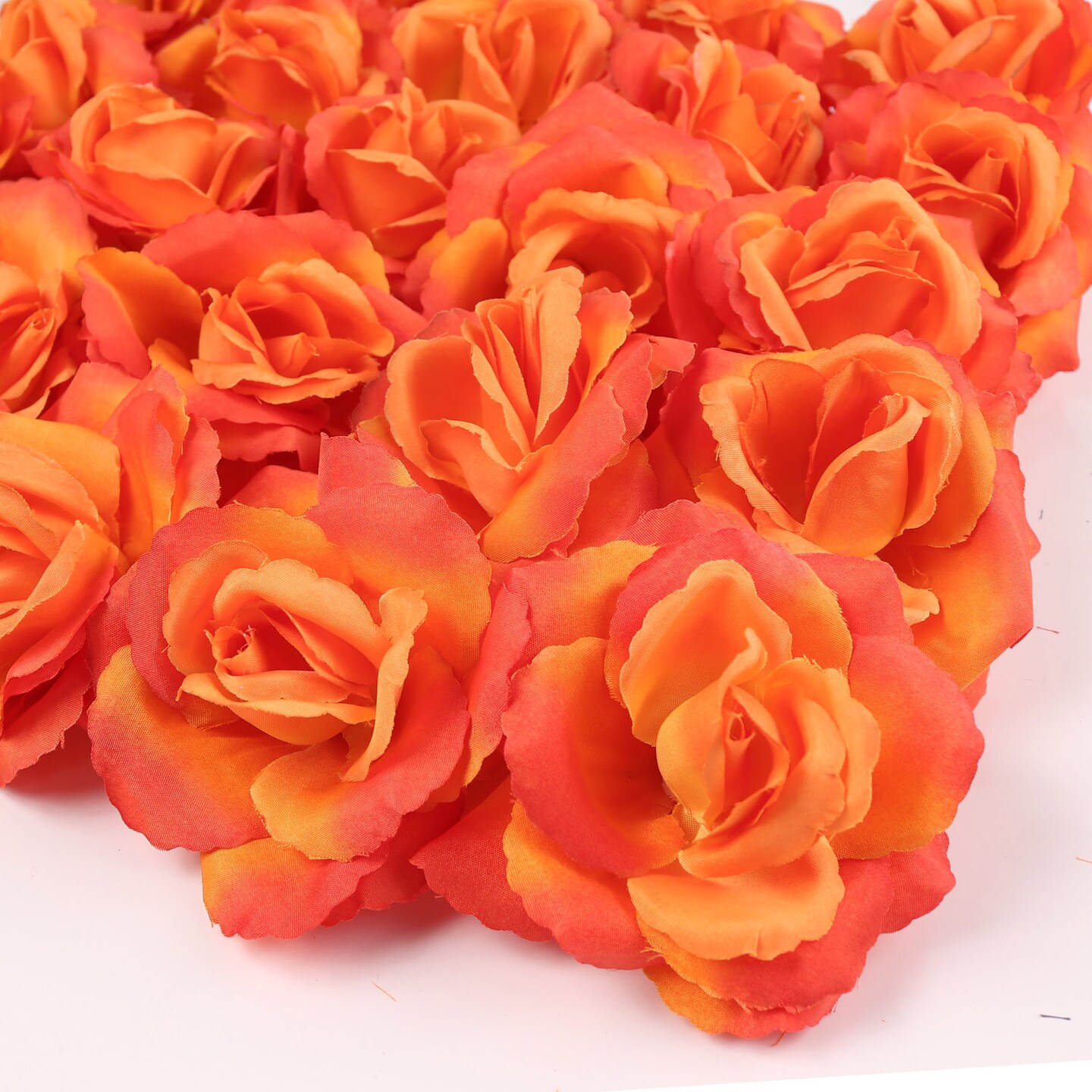 100-Pack: Orange Silk Rose Picks, 8" Stems, 3" Wide by Floral Home®