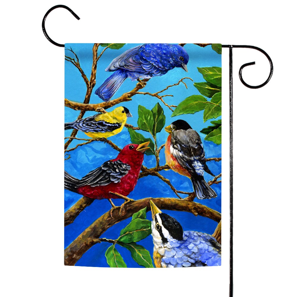 Birds On Blue Decorative Bird Flag
