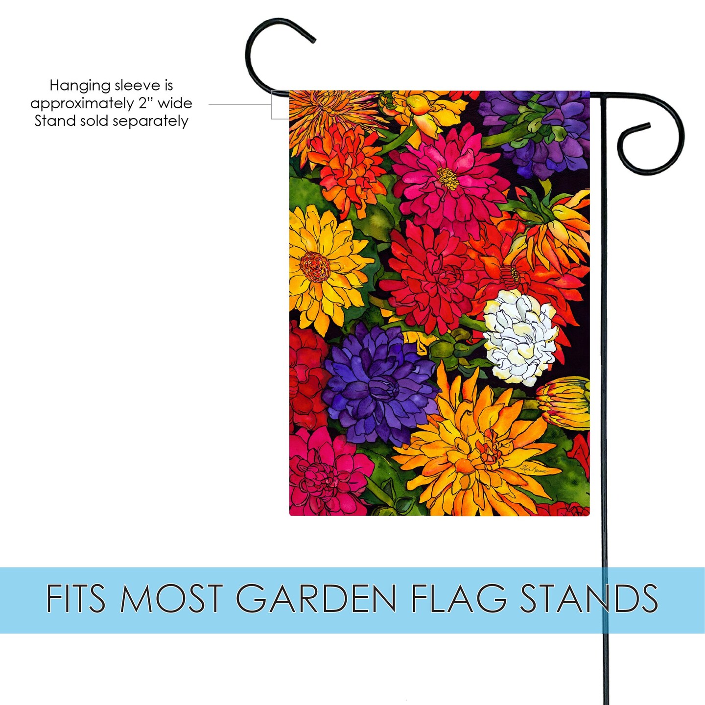 Dizzy Dahlias Decorative Flower Flag