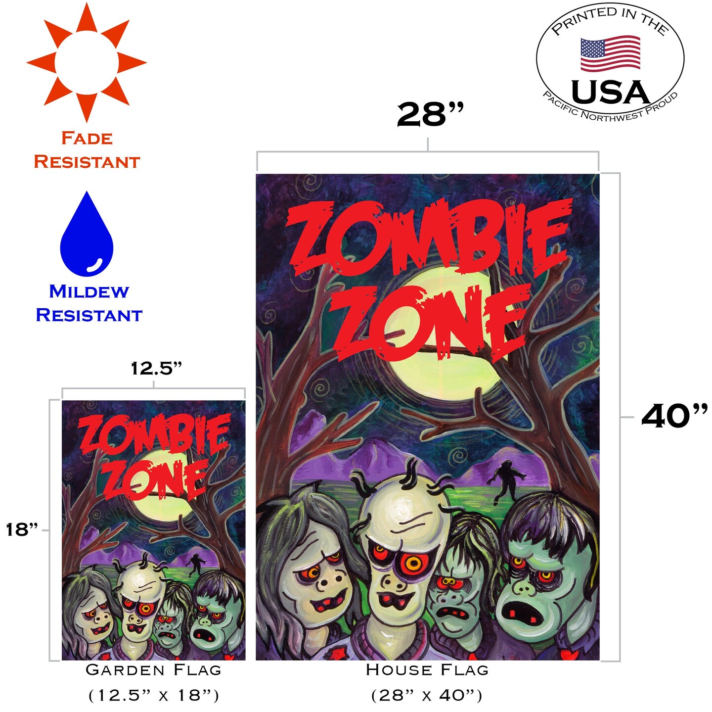 Zombie Zone Decorative Halloween Flag