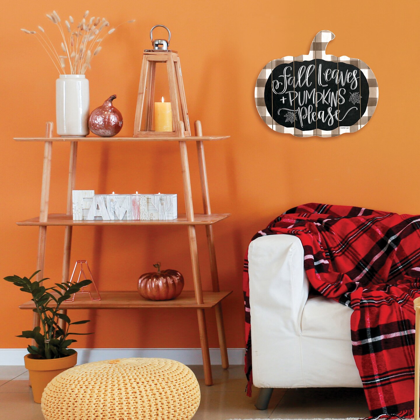 Fall Leaves and Pumpkins Please - By Artisan Imperfect Dust Printed on Wooden Pumpkin Wall Art