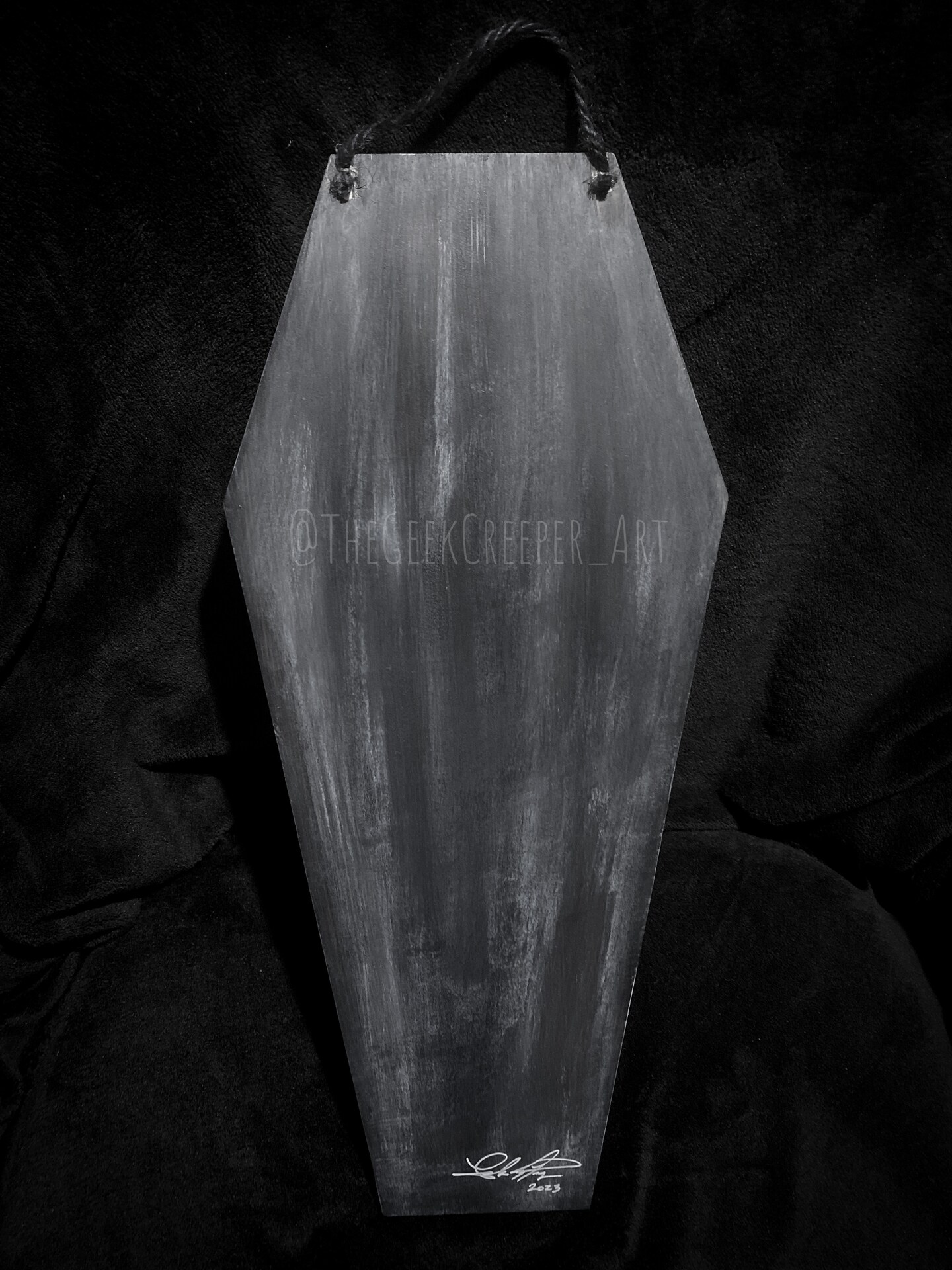 Count Orlok painting on coffin shaped wood panel 18”x8” product 6