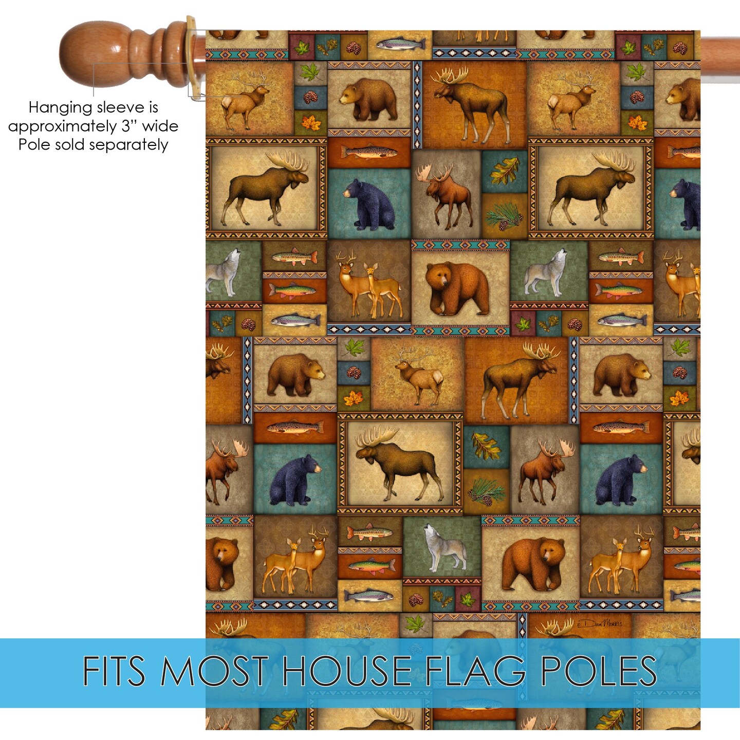 Quilted Wilderness Decorative Wildlife Flag