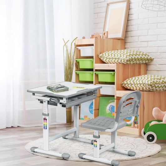 Height adjustable children's outlet desk and chair set