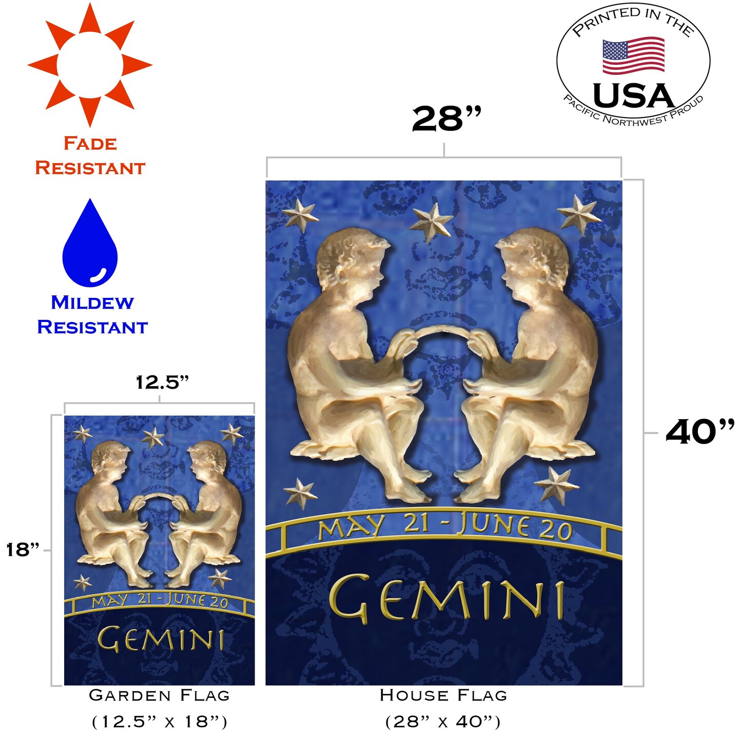 Zodiac-Gemini Decorative Gemini Flag