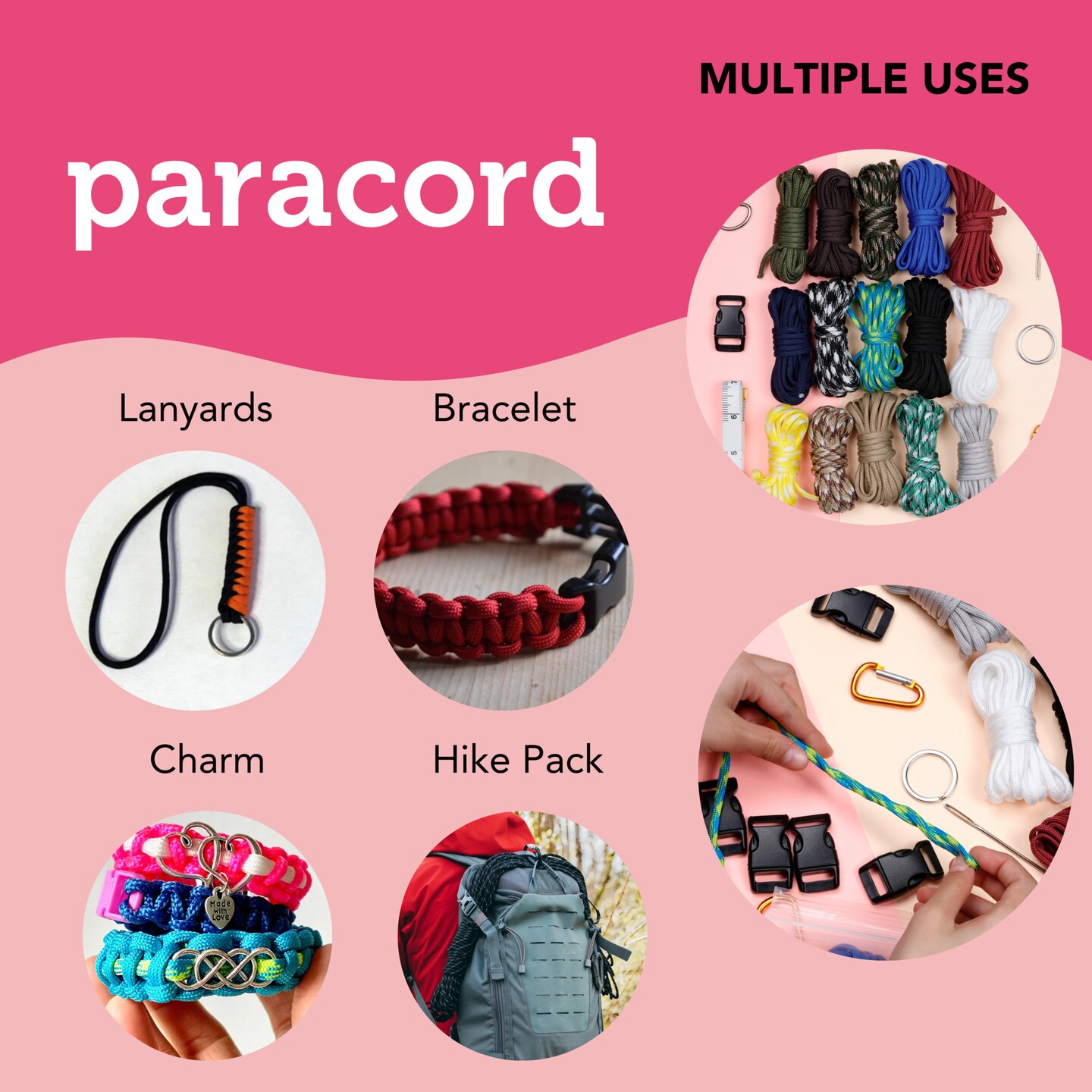 Incraftables Paracord kit with 15 Colors Paracord Rope (2mm