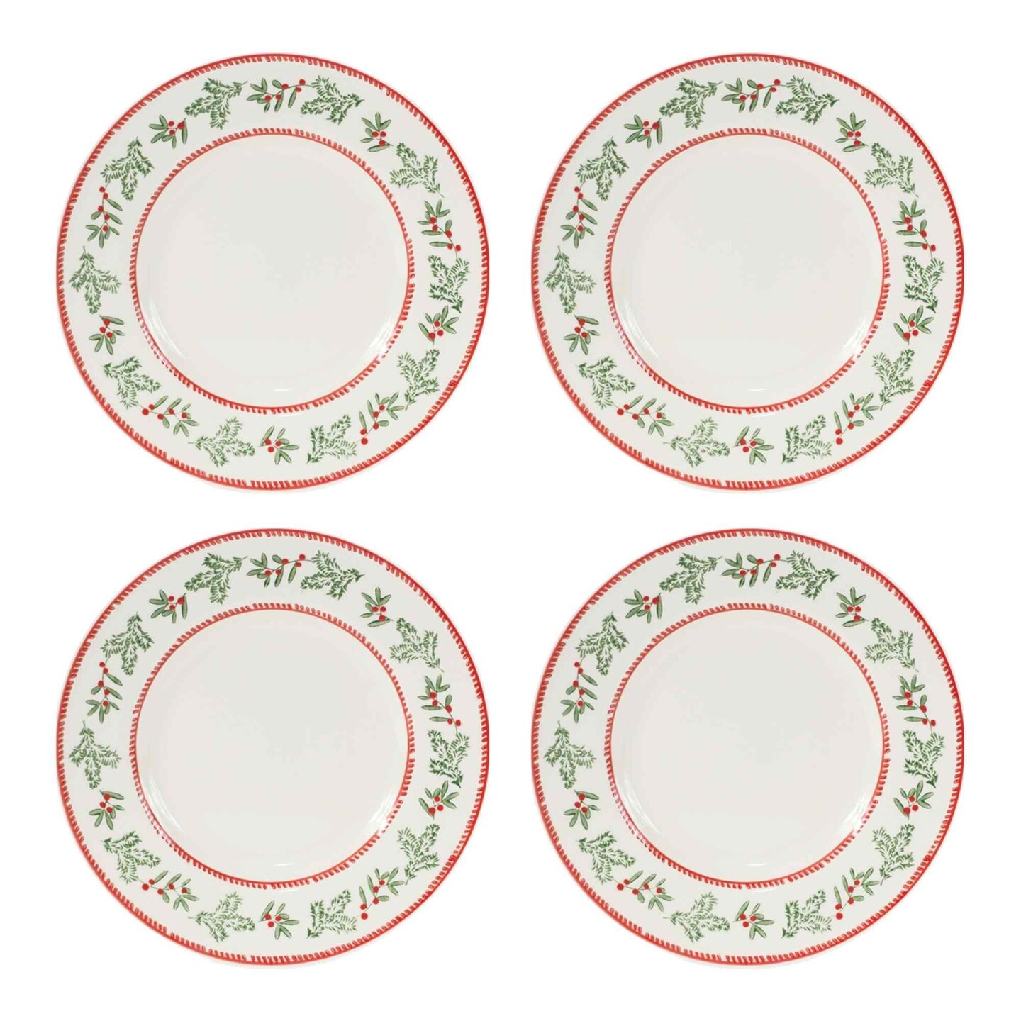 Melrose Stoneware Mistletoe Plate (Set of 4)