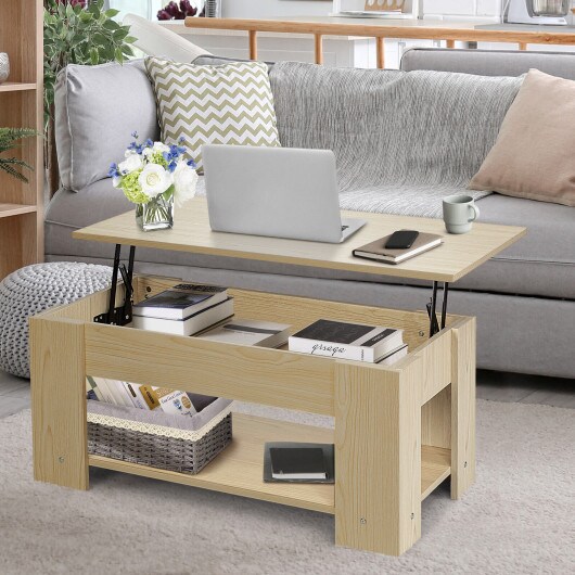 Coffee Table with Lift-up Desktop and Hidden Storage