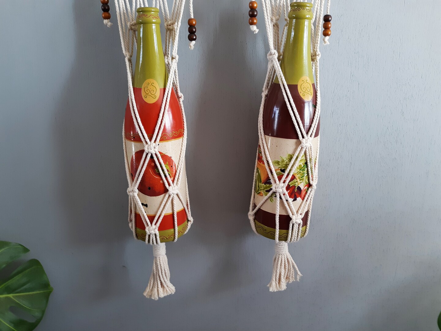 Macrame wine online rack