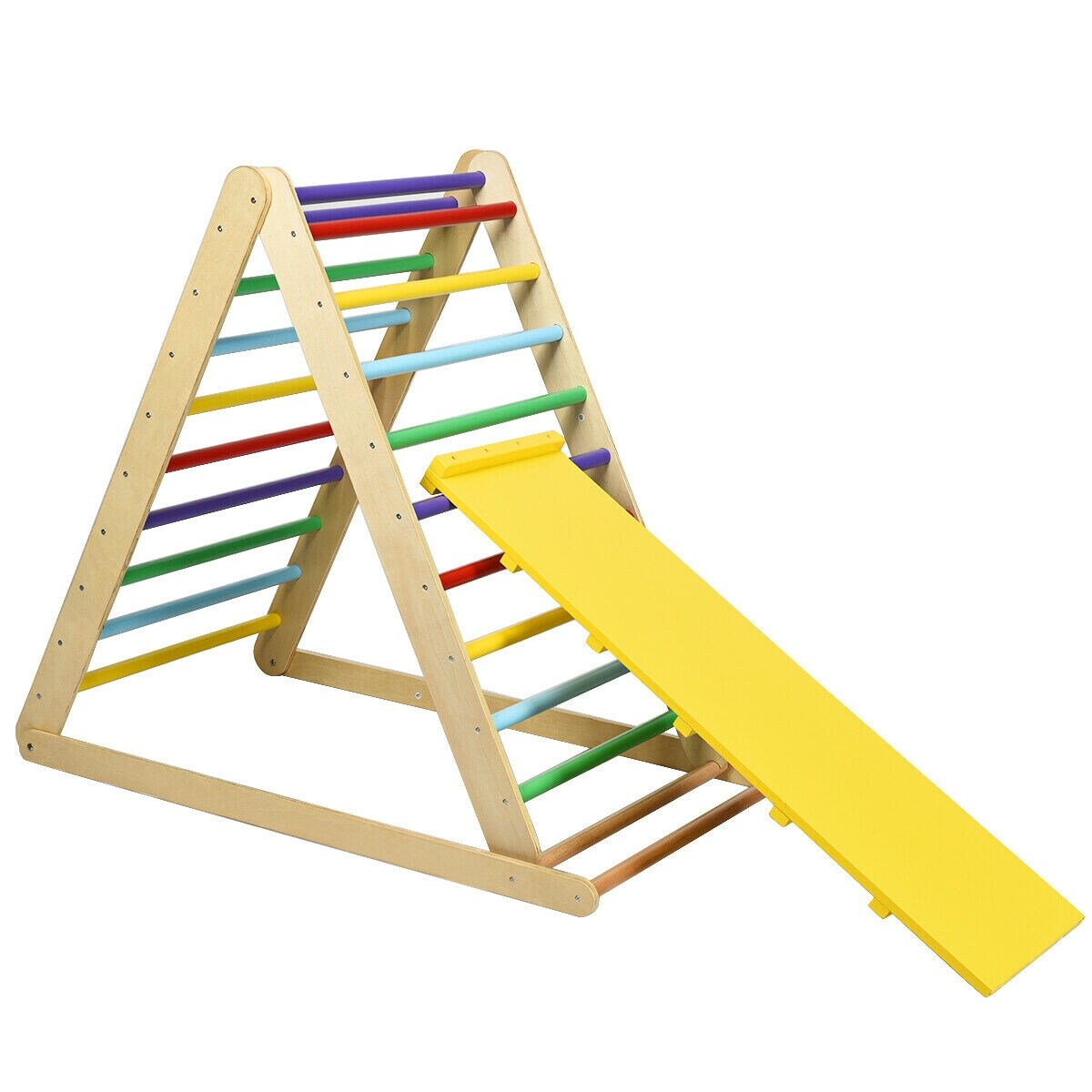 Foldable Wooden Triangle Climbing Ladder with 21 Strips Perfect for Indoor Play